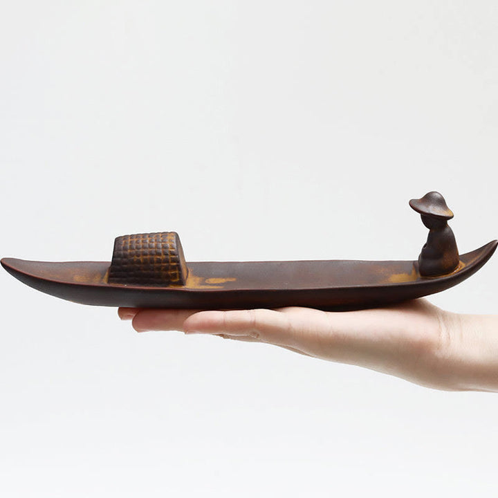 A Lonely Fisherman Afloat Ceramic Healing Incense Burner