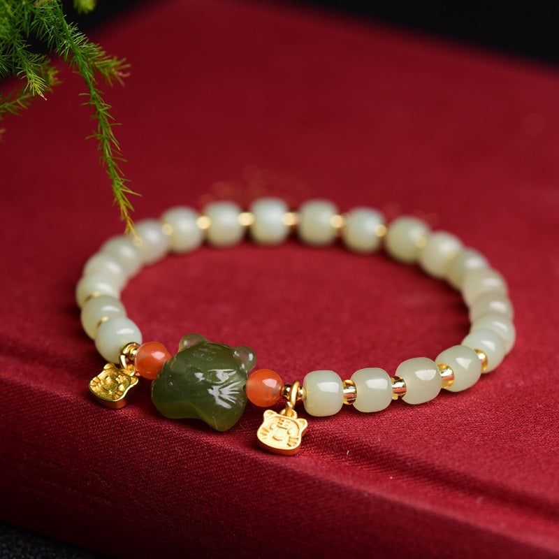 Chinese Zodiac Lucky Tiger Jade Abundance Bracelet