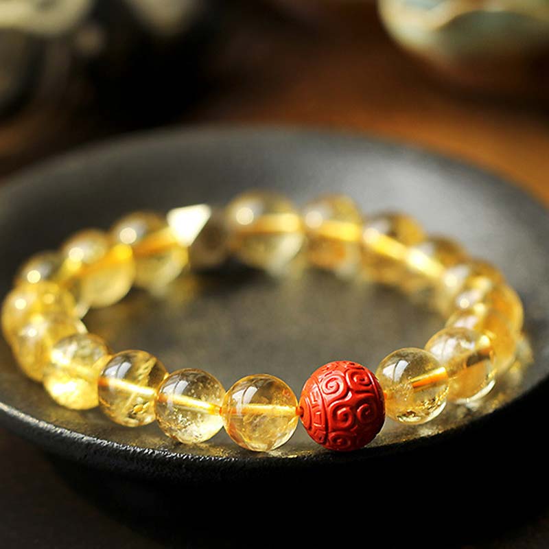 Chinese Zodiac Natal Buddha Citrine Cinnabar Blessing Bracelet