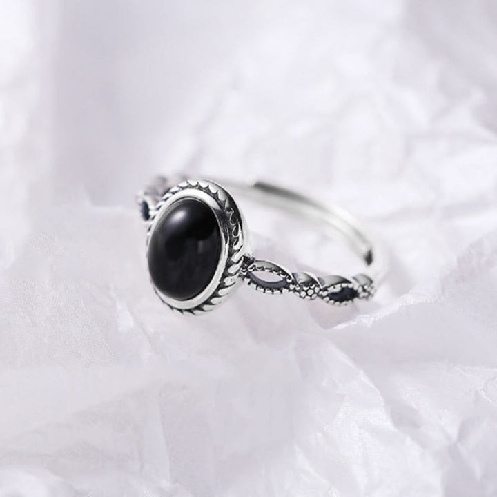 Buddha Stones 925 Sterling Silver Black Onyx Fortune Ring