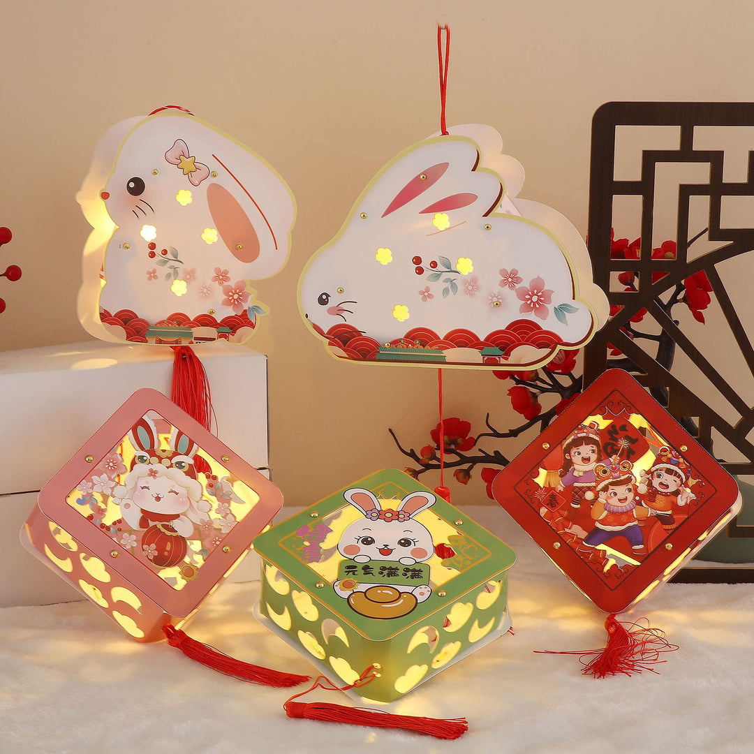 Buddha Stones DIY Good Luck Cute Rabbit Paper Lantern Lamp Mid-Autumn Festival Lantern Decoration