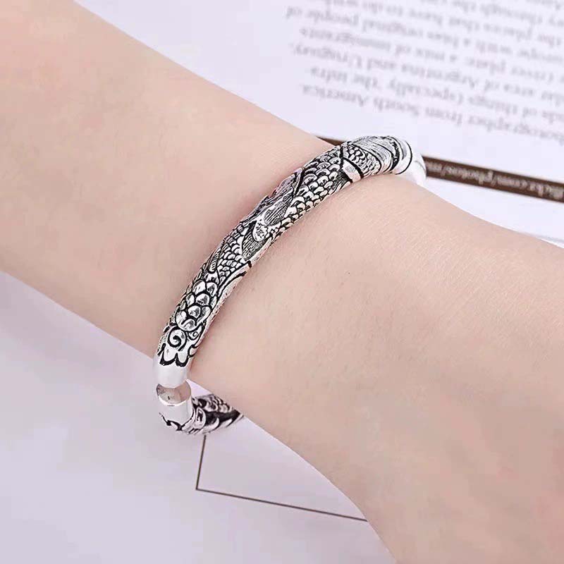 Dragon Auspicious Clouds Luck Protection Bracelet Adjustable Bangle