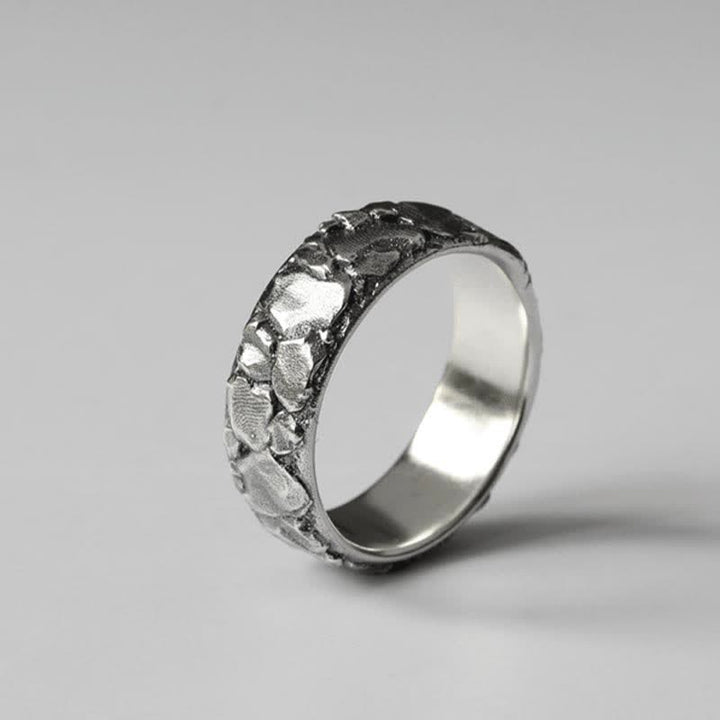Rock Pattern Luck Blessing Copper Ring