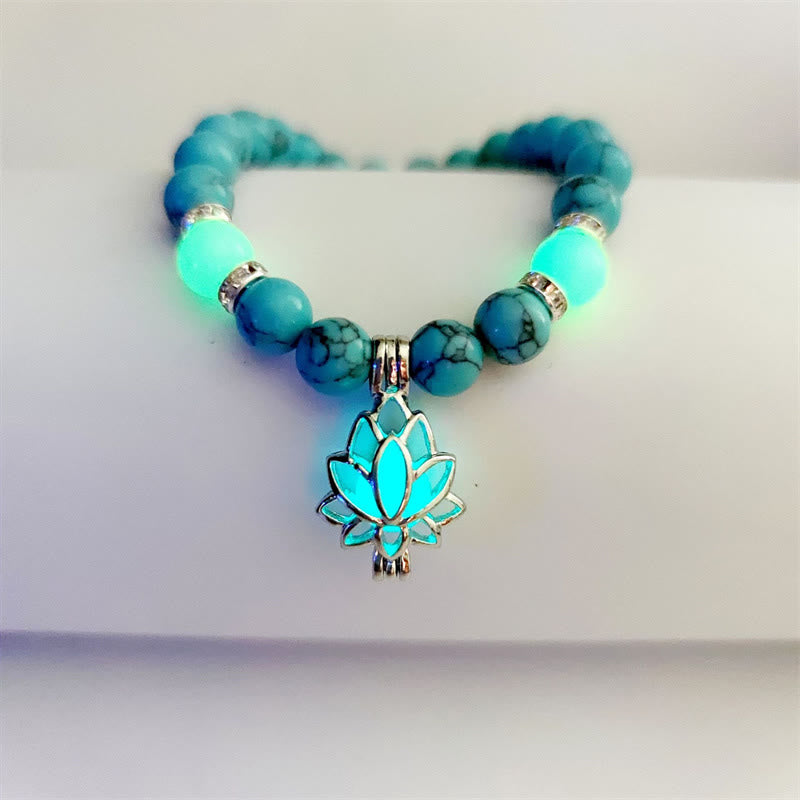 FREE Today: Positive Thinking Tibetan Turquoise Glowstone Luminous Bead Lotus Protection Bracelet