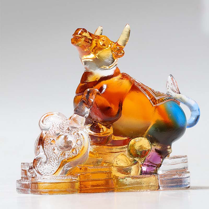 Buddha Stones Year of the Dragon Handmade 12 Chinese Zodiac Liuli Crystal Art Piece Protection Home Office Decoration