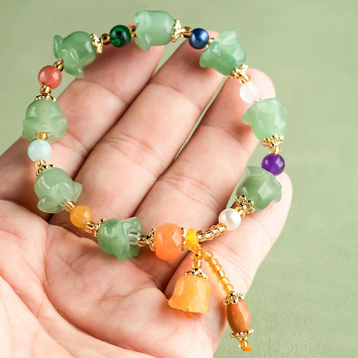 Buddha Stones Green Aventurine Magnolia Flower Luck Bracelet