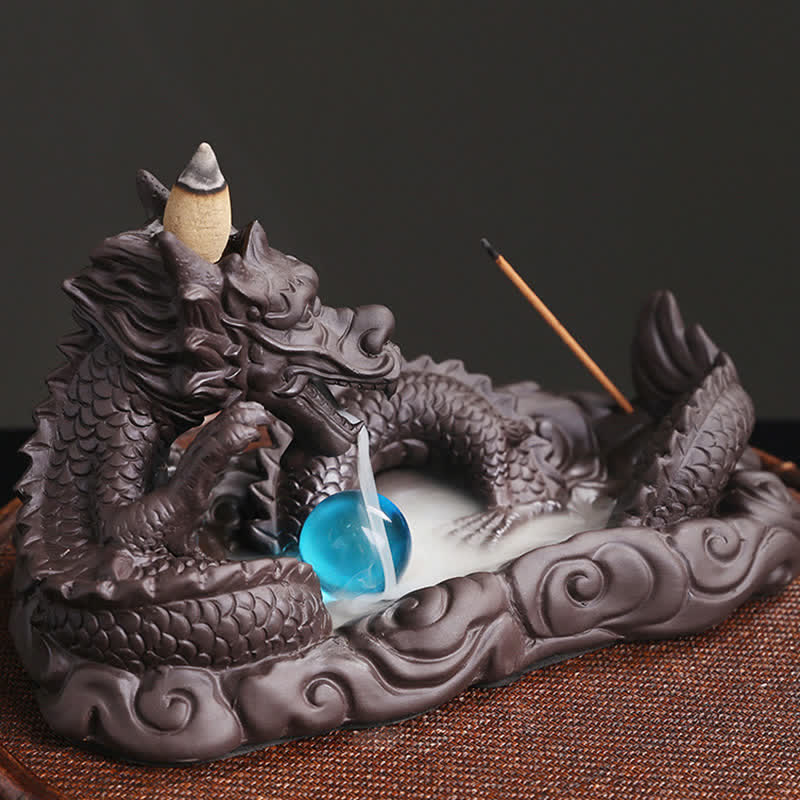 Dragon Playing Ball Flower Protection Incense Burner Decoration