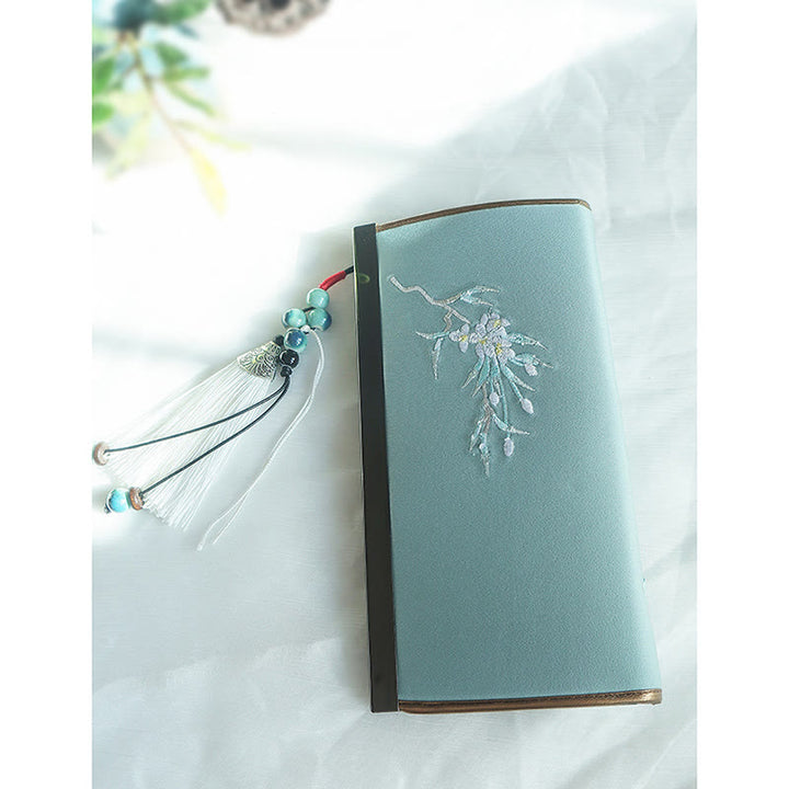 Flower Plum Peach Blossom Bamboo Double-sided Embroidery Large Capacity Cash Holder Wallet Shopping Purse