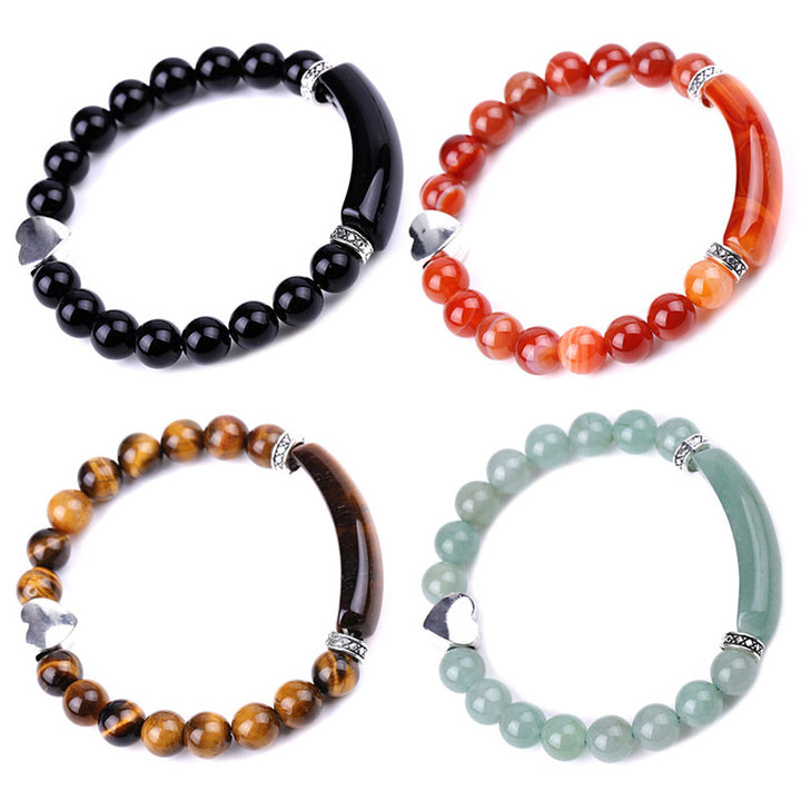 Natural Crystal Beads Unisex Heart Bracelet (Extra 30% Off | USE CODE: FS30)