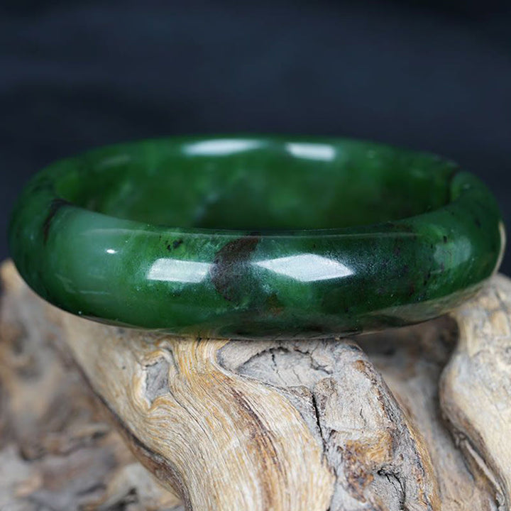 Natural Hetian Cyan Jade Happiness Success Bracelet Bangle