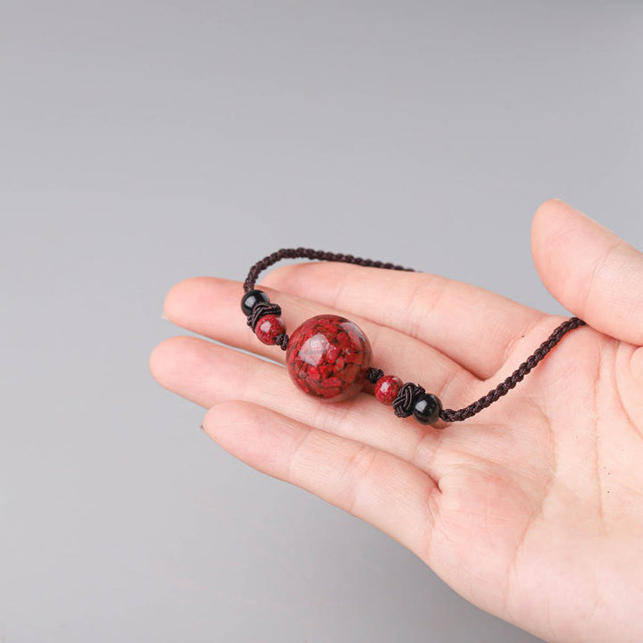 Buddha Stones Natural Cinnabar Stones Bead Blessing Necklace Pendant