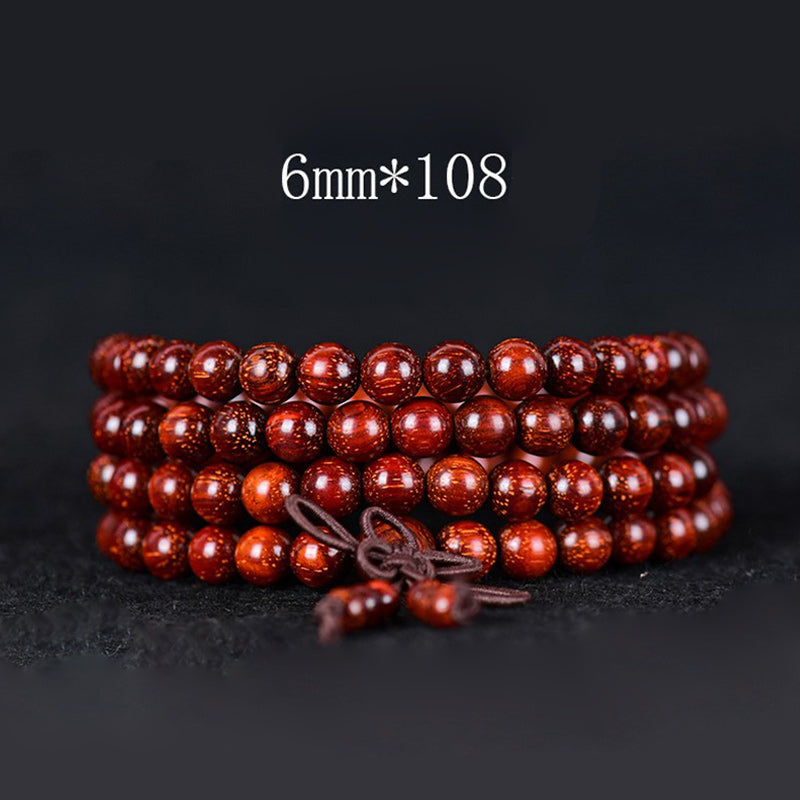 Buddha Stones Tibetan Small Leaf Red Sandalwood Balance Bracelet