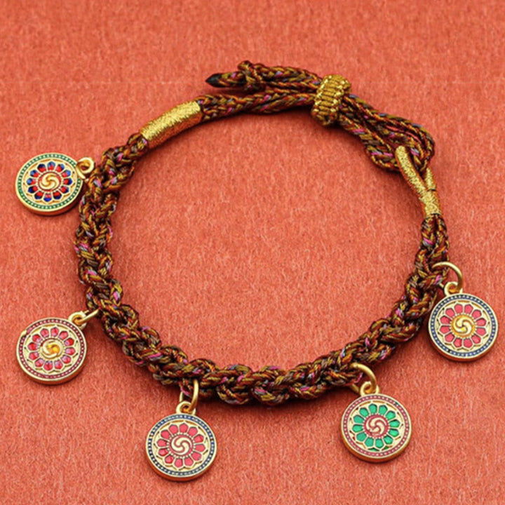 Tibetan Five God Of Wealth Thangka Luck Braid String Bracelet