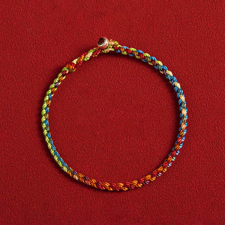 "May you be blessed with peace and safety in all four seasons" Lucky Multicolored Bracelet