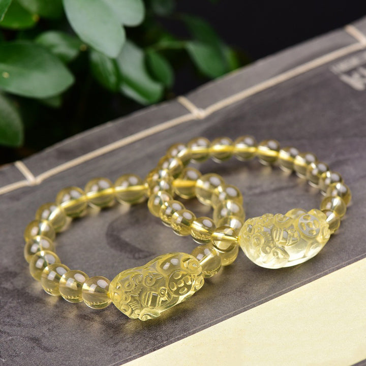 Buddha Stones FengShui Citrine PiXiu Wealth Bracelet