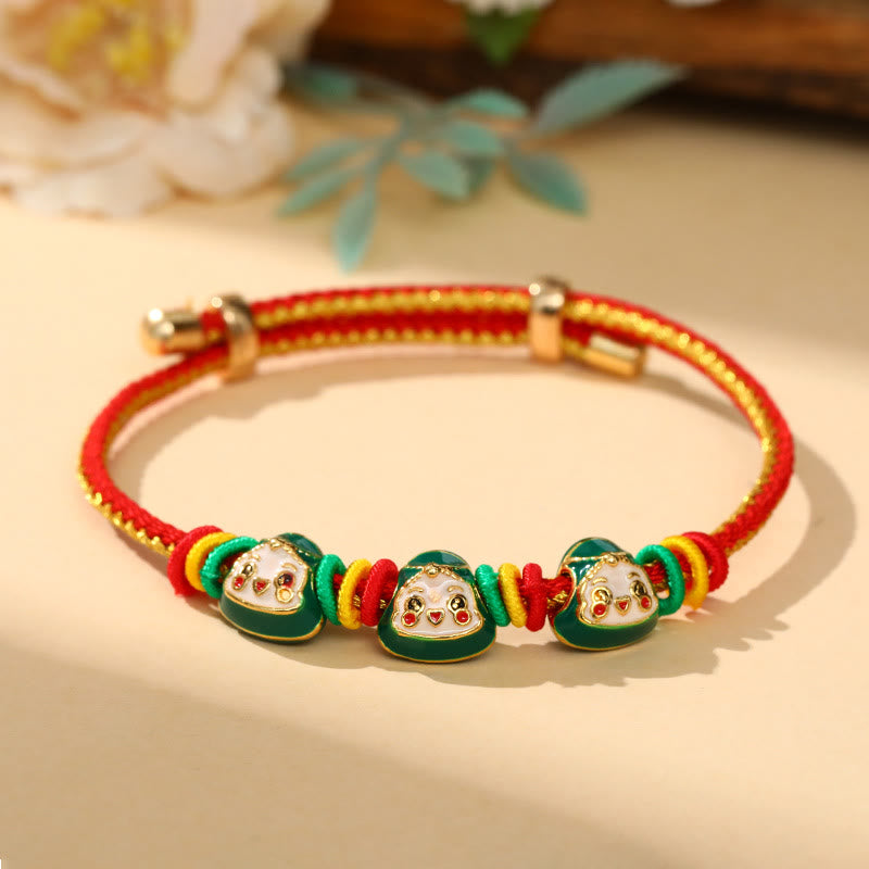 Buddha Stones Colorful Rope Zongzi Pattern Luck Handmade Child Adult Bracelet