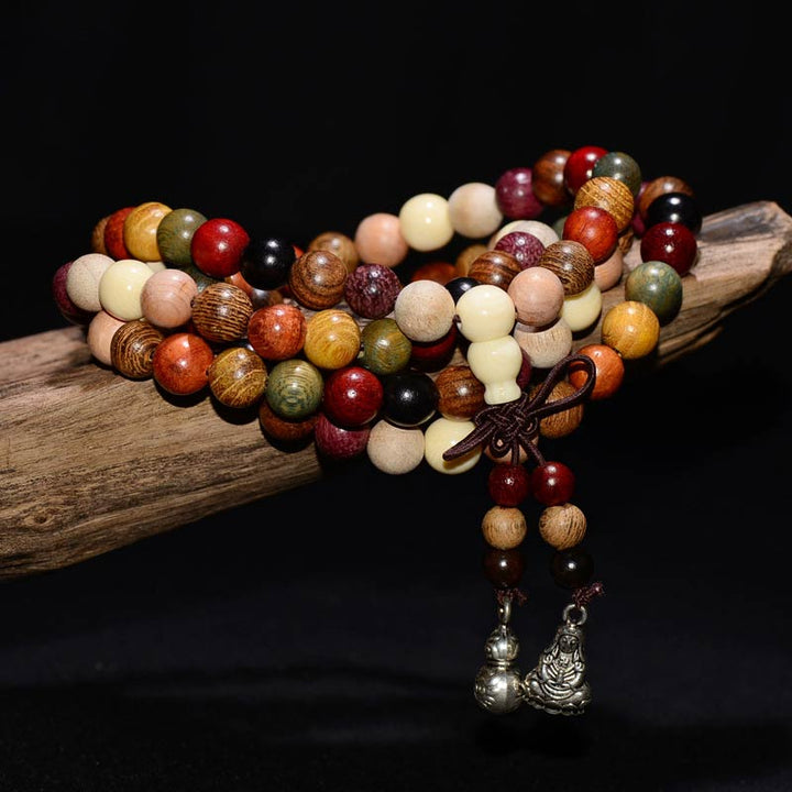 Buddha Stones  108 Beads Wenge Wood Mala Blessing Meditation Bracelet