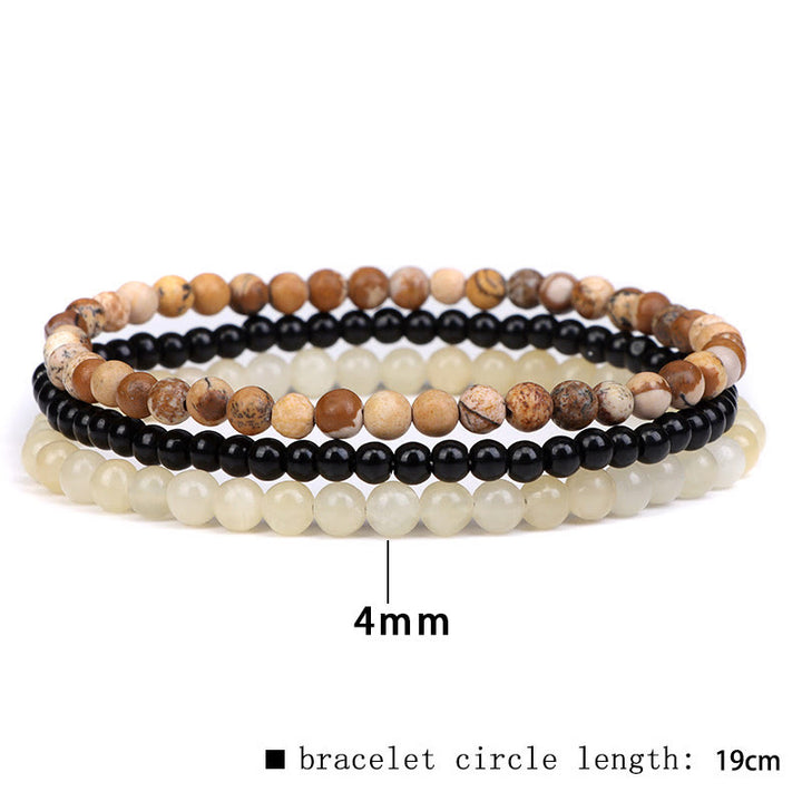 Buddha Stones 3Pcs Natural Crystal Stone Inner Peace Spiritual Bracelet