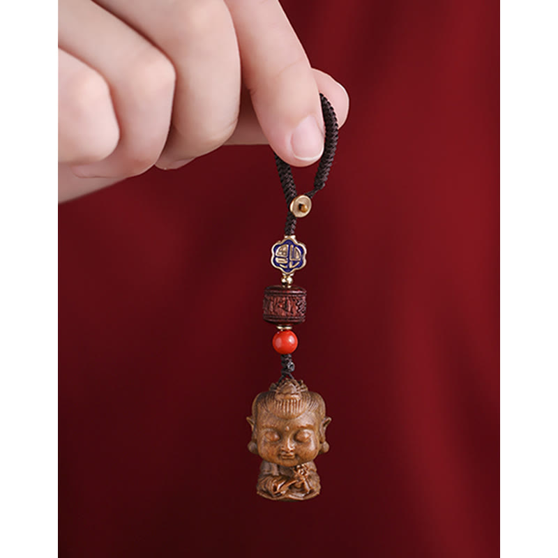 Chinese Zodiac Natal Buddha Green Sandalwood Om Mani Padme Hum Peace Key Chain