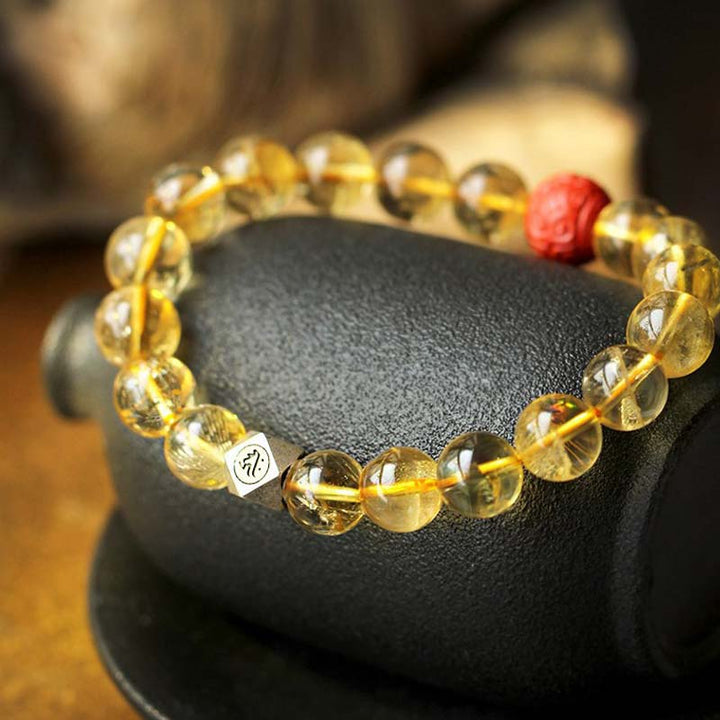 Chinese Zodiac Natal Buddha Citrine Cinnabar Blessing Bracelet