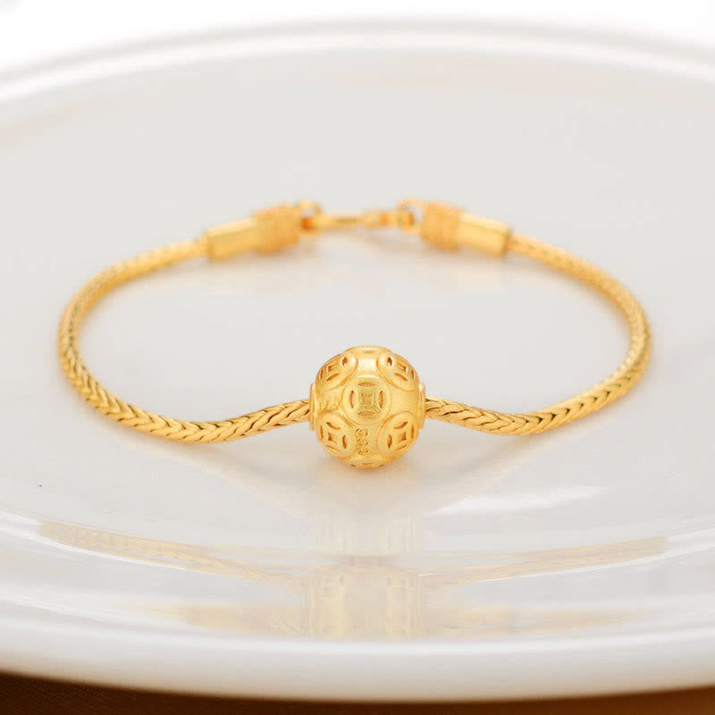 FREE Today: Love Focus Tibetan 18K Gold Om Mani Padme Hum Lucky Koi Fish Fu Character Ingot Copper Coin Bracelet