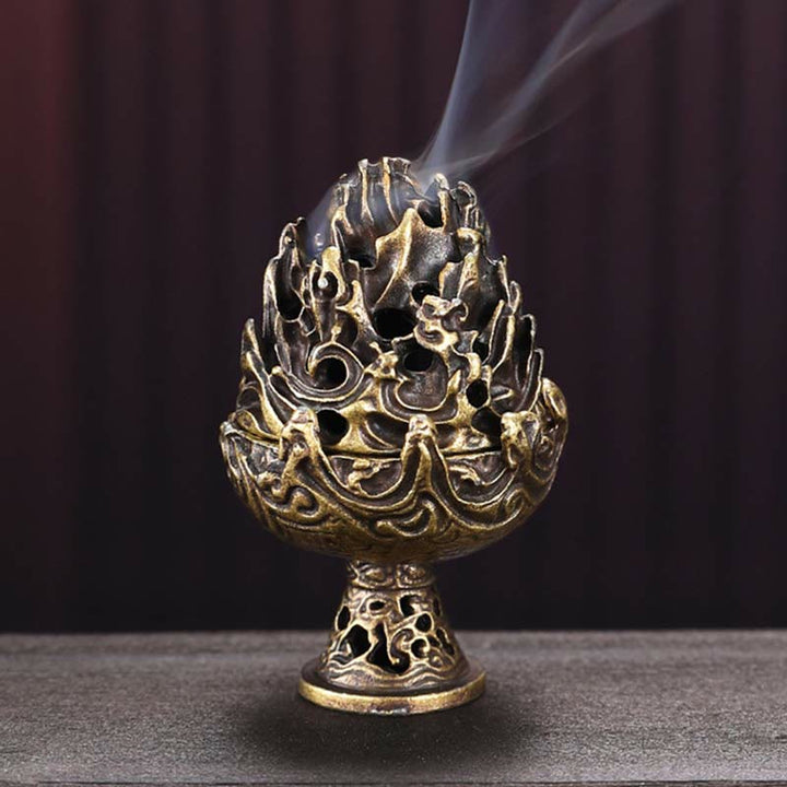 Tibetan Mini Mountain Pattern Meditation Copper Alloy Incense Burner