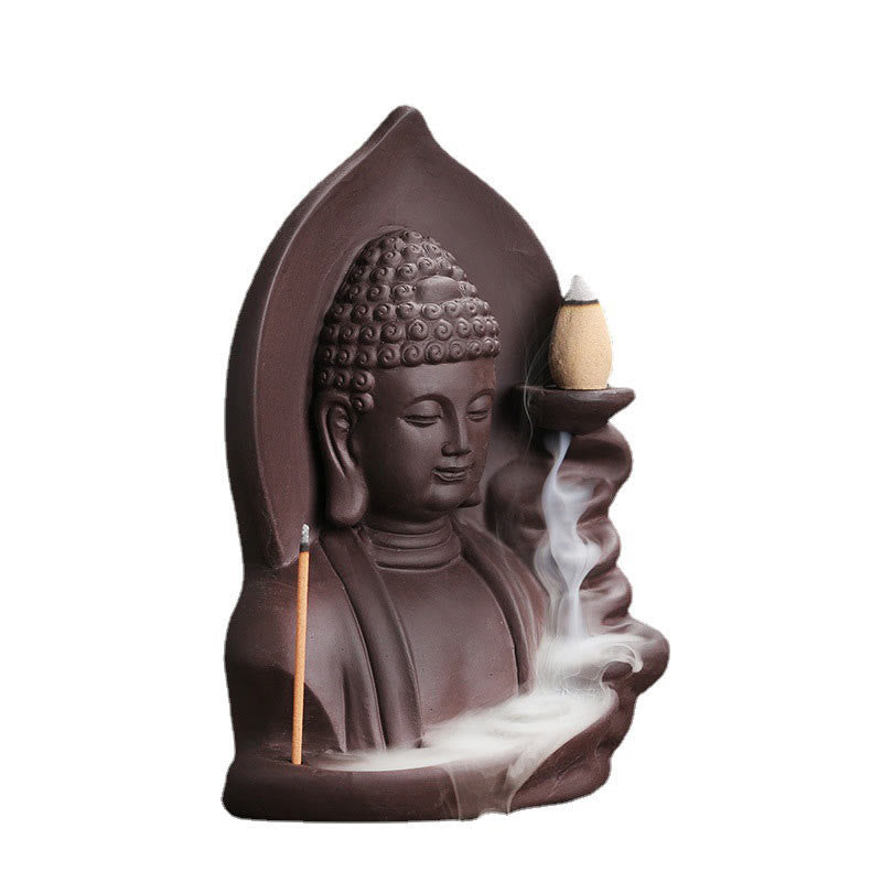 Tibetan Avalokitesvara Buddha Lotus Healing Backflow Smoke Fountain Incense Burner