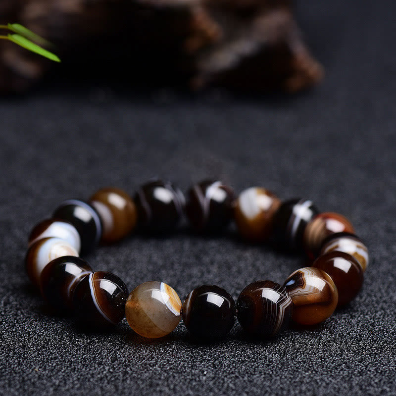 Buddha Stones Tibetan Sardonyx Happiness Positive Bracelet