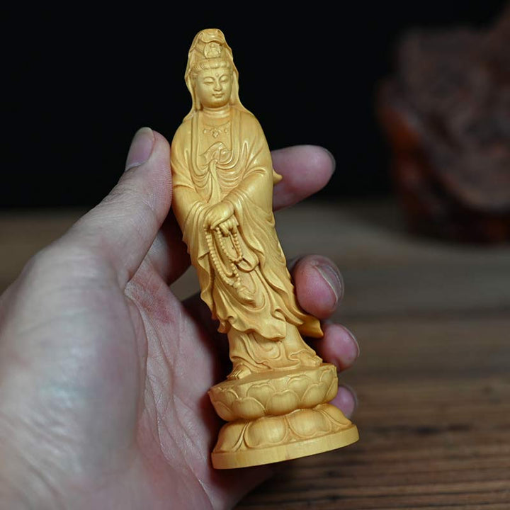 Buddha Stones Avalokitesvara Boxwood Blessing Home Decoration