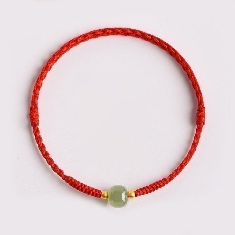 Buddha Stones Handmade Jade Lucky Bead Prosperity Braided Bracelet