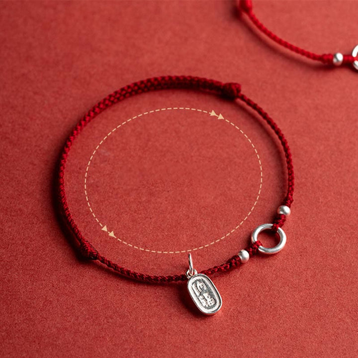 Buddha Stones 925 Sterling Silver Lucky Fortune Peace Joy Lotus Peace Buckle Red String Bracelet