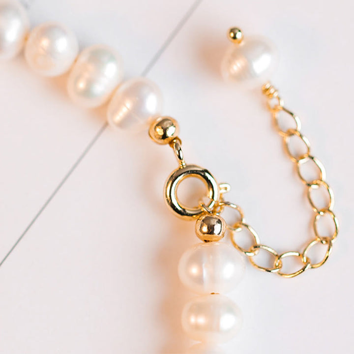 14K Gold Plated Natural Pearl Hetian Cyan Jade White Jade Sincerity Bead Chain Bracelet