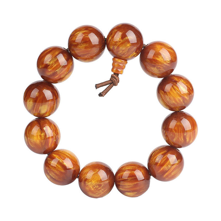 Buddha Stones Golden Sea Willow Success Positive Bracelet Mala