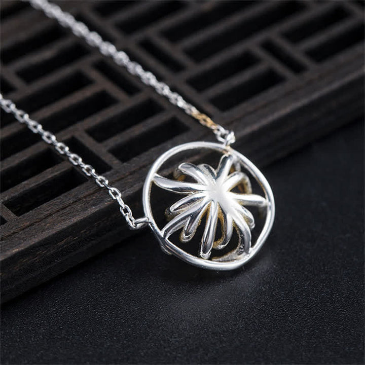 925 Sterling Silver Chrysanthemum Flower Blessing Necklace Pendant