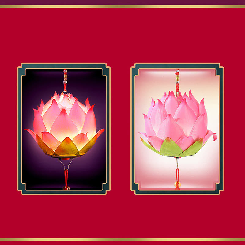 DIY Lotus Flower Dragon Lantern Tassel Lamp Decoration