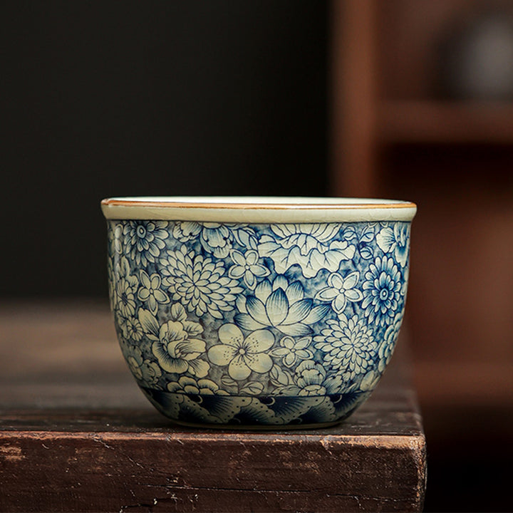 Buddha Stones Blue and White Porcelain Chinese Gongfu Tea Ceramic Kung Fu Teapot Cup Tea Filter Canister