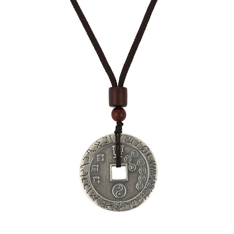 Buddha Stones Bagua Yin Yang Copper Coin Star Balance Energy Necklace Pendant