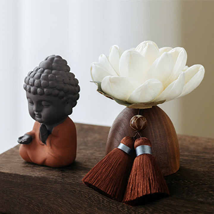 Black Peach Wood Buddha Flower Calm Cure Decorations