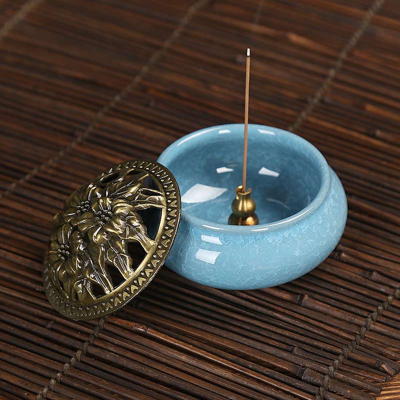 Buddha Stones Colorful Ceramic Incense Burner