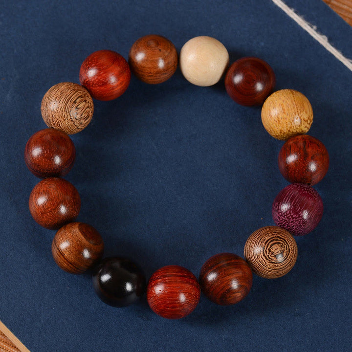 Buddha Stones Multicolored Sandalwood Protection Healing Bracelet