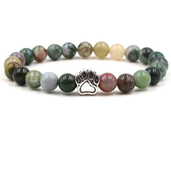 Indian Agate Green Agate Dog Paw Positive Calm Bracelet