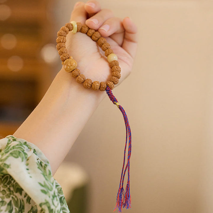 Buddha Stones Tibet Rudraksha Bodhi Seed Amulet Wealth Luck Bracelet