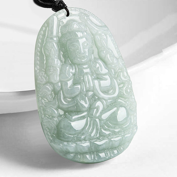 Buddha Stones Chinese Zodiac Natal Buddha Jade Wealth Prosperity Necklace Pendant