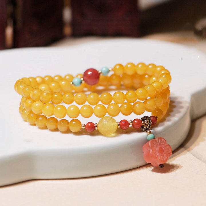 Amber Healing Balance Necklace Flower Charm Bracelet