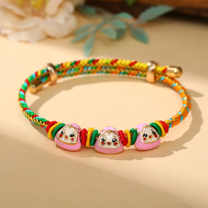 Buddha Stones Colorful Rope Zongzi Pattern Luck Handmade Child Adult Bracelet