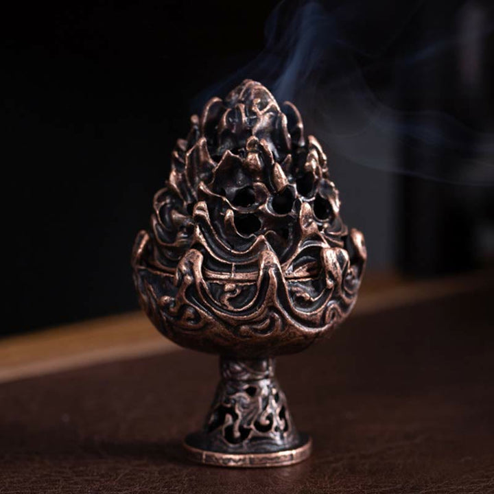 Tibetan Mini Mountain Pattern Meditation Copper Alloy Incense Burner