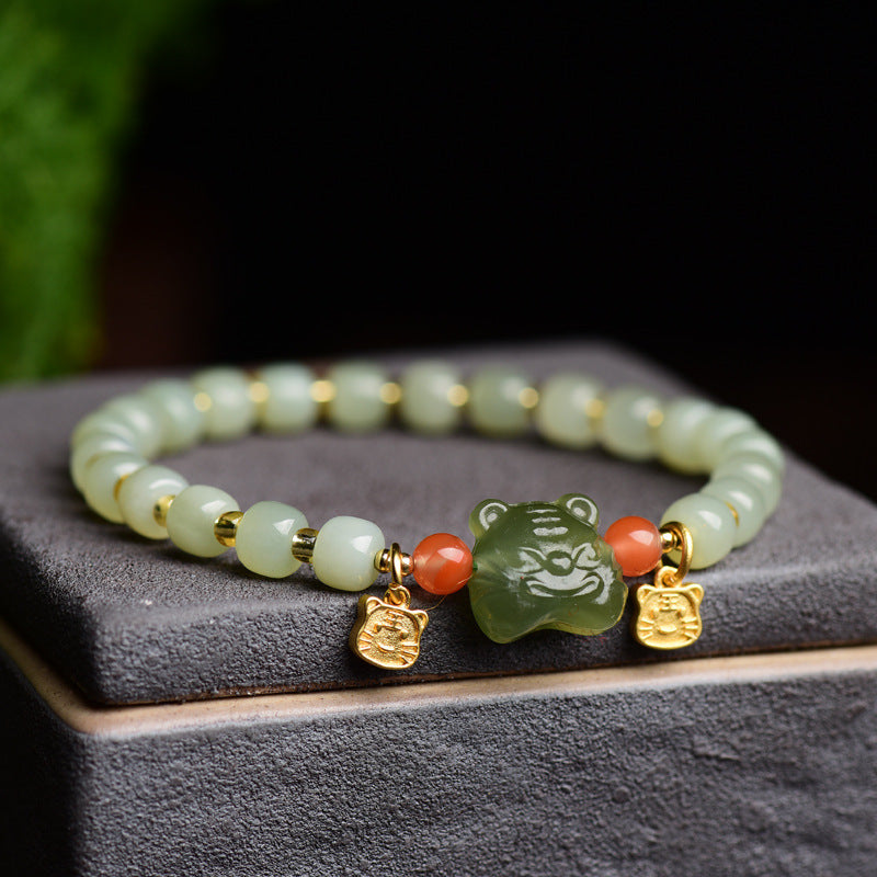 Chinese Zodiac Lucky Tiger Jade Abundance Bracelet