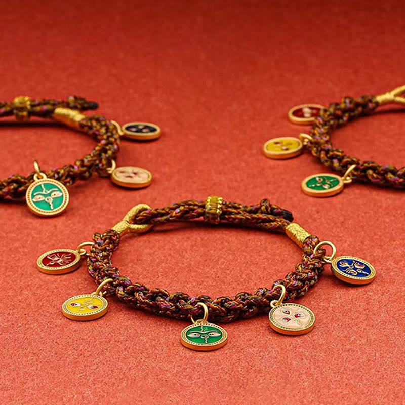 Tibetan Five God Of Wealth Thangka Luck Braid String Bracelet