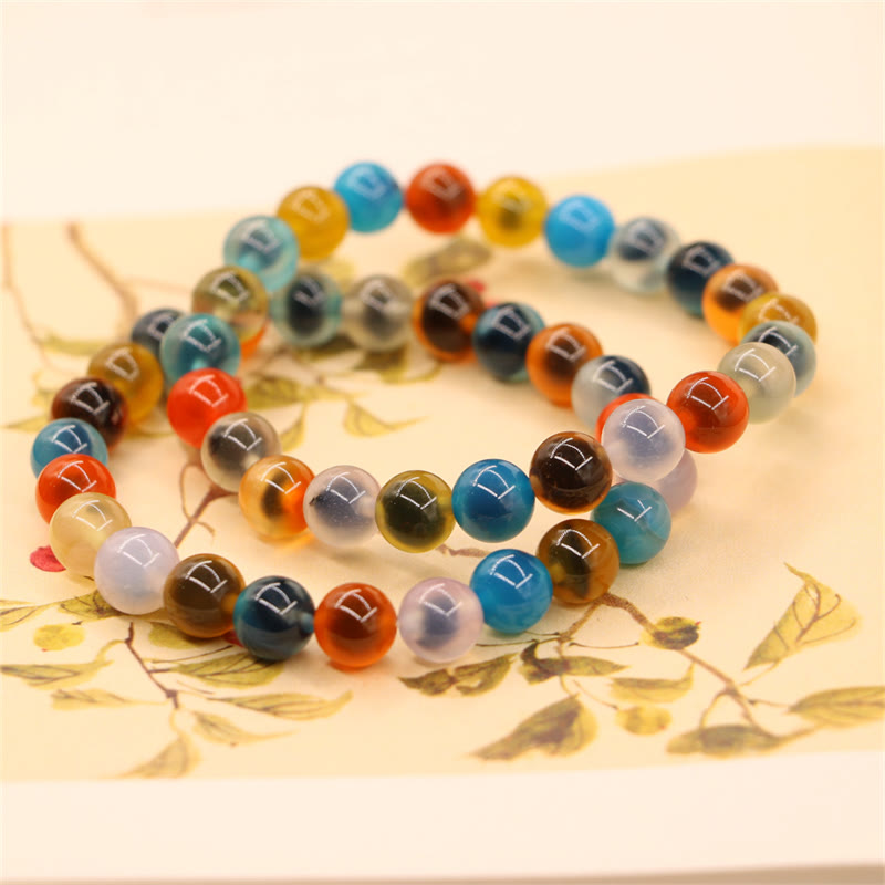 Colorful Candy Agate Healing Strength Bead Bracelet