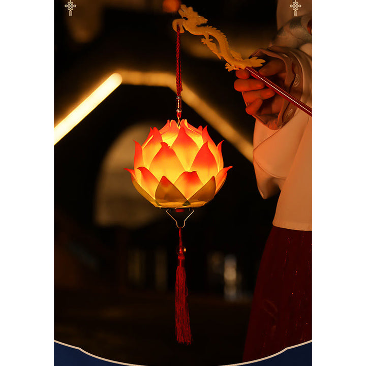 DIY Lotus Flower Dragon Lantern Tassel Lamp Decoration